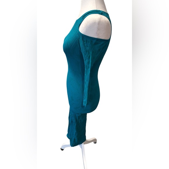 White Hart Cold Shoulder Dress-Deep Lake - Picture 4 of 8